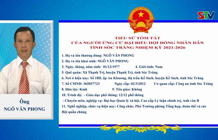Chương trình hành động của ứng cử viên đại biểu HĐND tỉnh Sóc Trăng nhiệm kỳ 2021-2026 đơn vị số 07 - Huyện Long Phú (Kỳ 2)