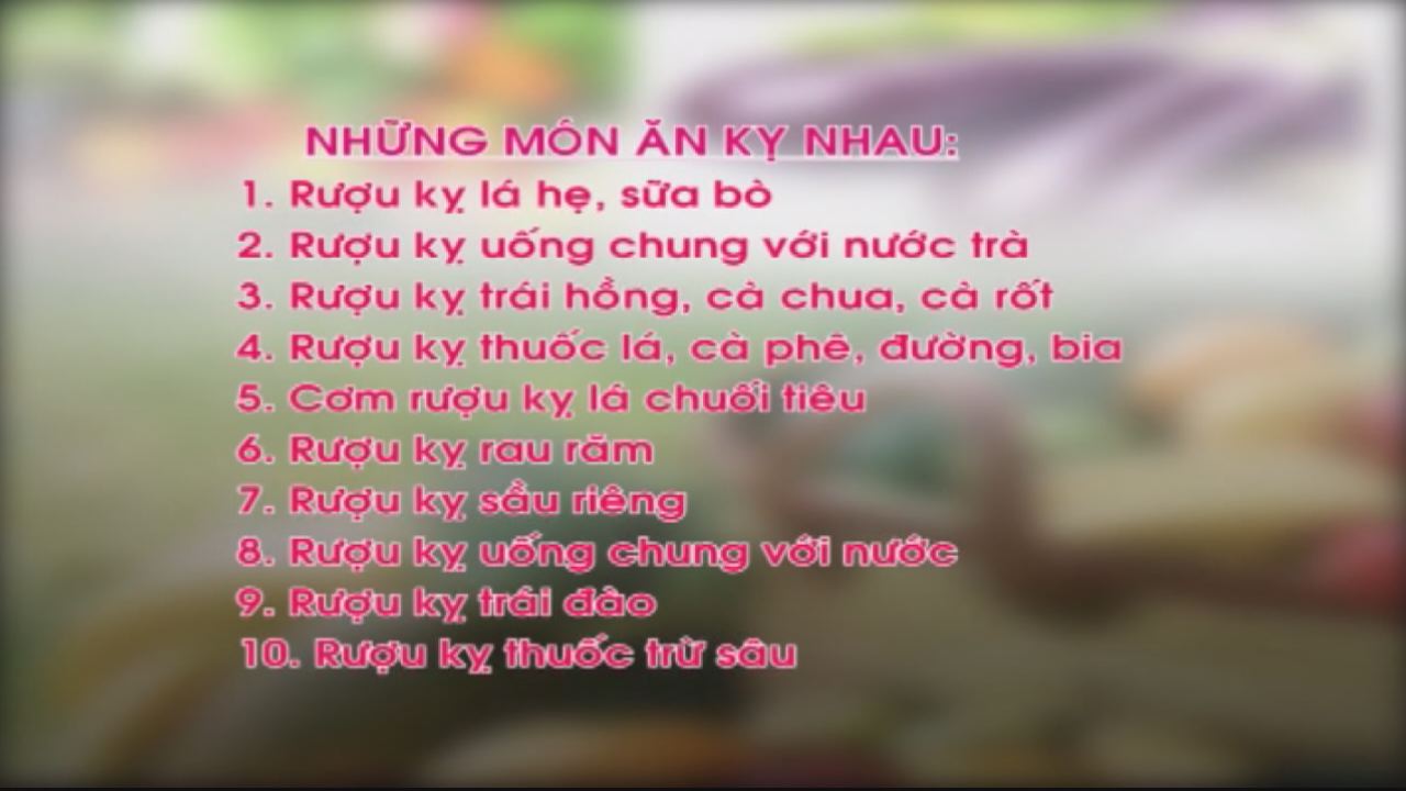 Những Món Ăn Kỵ Nhau 30-01-2017